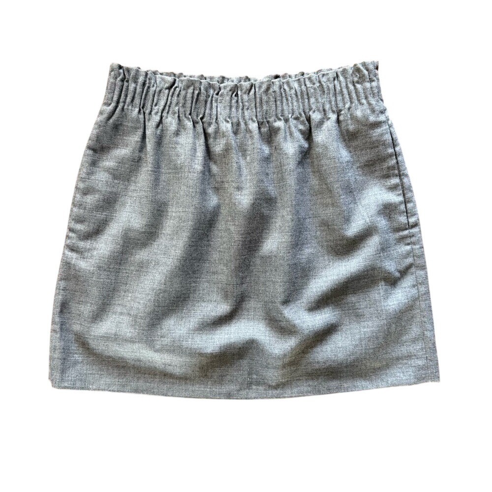 J. Crew Factory Gray Wool Blend Elastic Waist Mini Skirt Pockets Size 6 Office